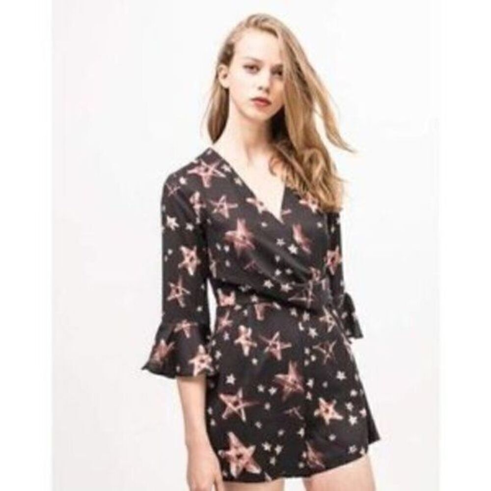 Topshop Black Copper Star Romper Shorts Size 4